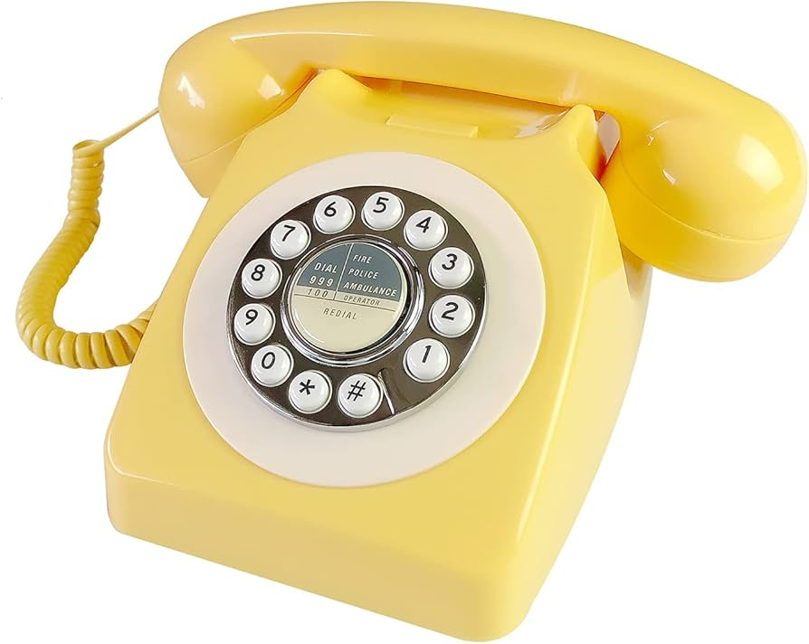 Yellow retro rotary phone